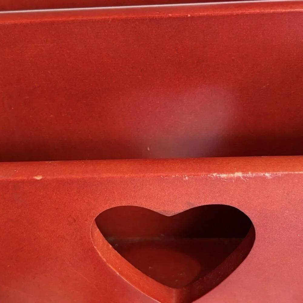 Vintage‎ Wooden Heart Cut-Out Napkin, Mail Holder 7” Lazy Susan Cottagecore